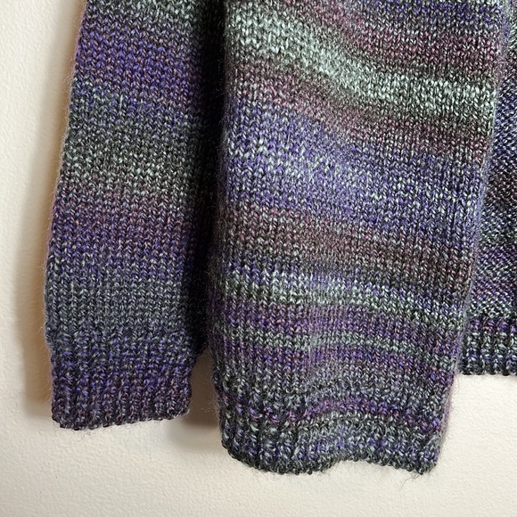 Handmade Knit Sweater Cardigan Open Front Purple Grey size S/M - Picture 7 of 12